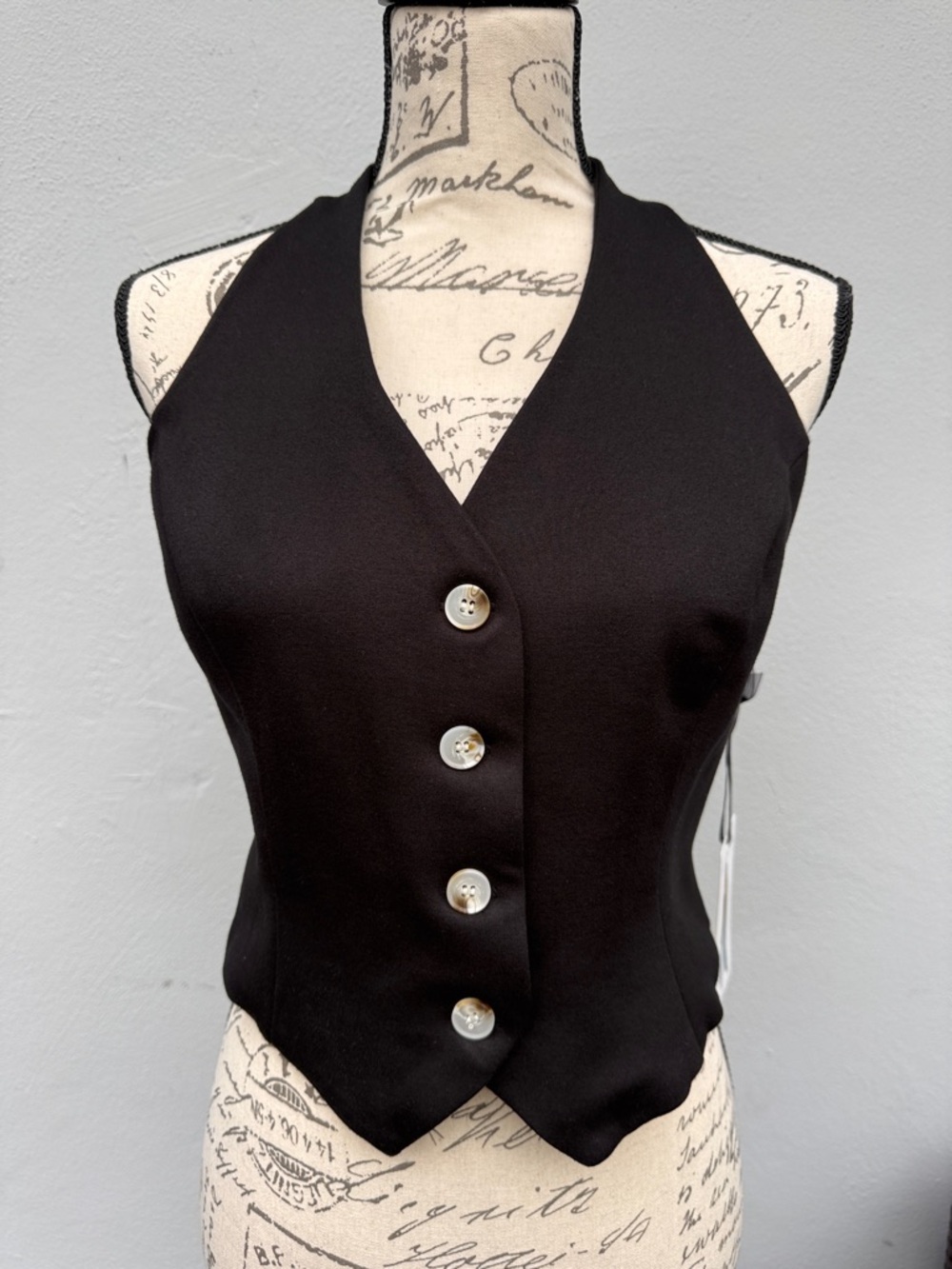Black Halter Button-Front Bodysuit